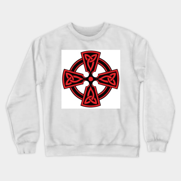 Red Celtic Cross Abstract Art Crewneck Sweatshirt by BruceALMIGHTY Baker